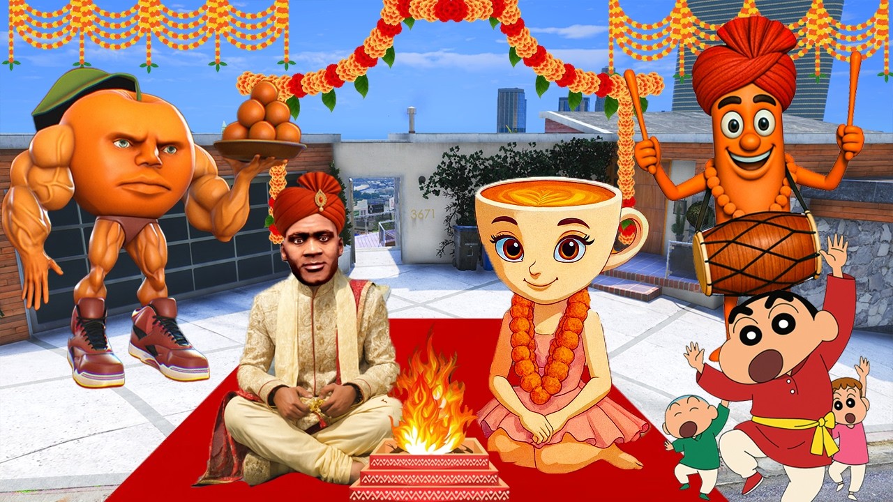 Tung Tung Tung Sahur & Shinchan Celebrating Franklin & Ballerina Cappuccina Marriage 🎉 | GTA 5