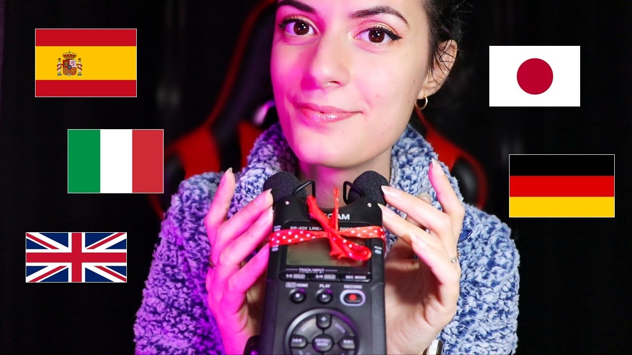 ASMR en Español ♡ TRIGGER WORDS en 5 DIFERENTES IDIOMAS! (+Relajacion Visual, Mouth sounds)|60fps