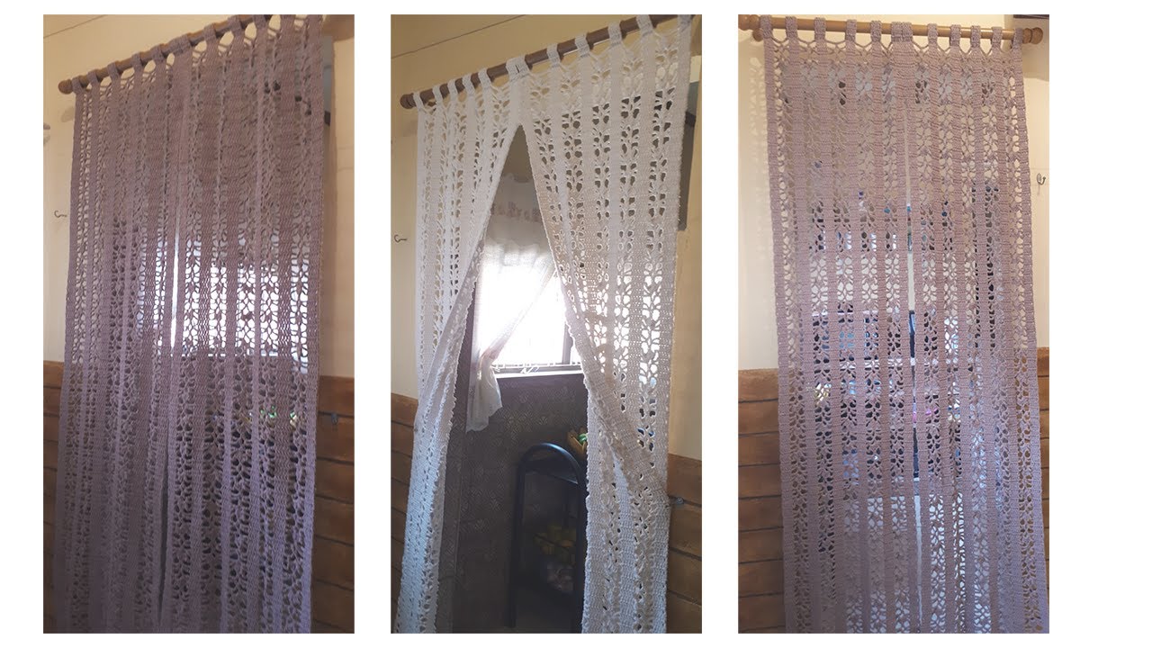 Cortina de crochê para porta da área de tanque , passo a passo.