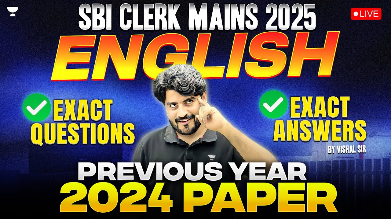 SBI Clerk Mains 2025 | SBI Clerk Mains English Previous Year Paper 2024 | By Vishal Sir