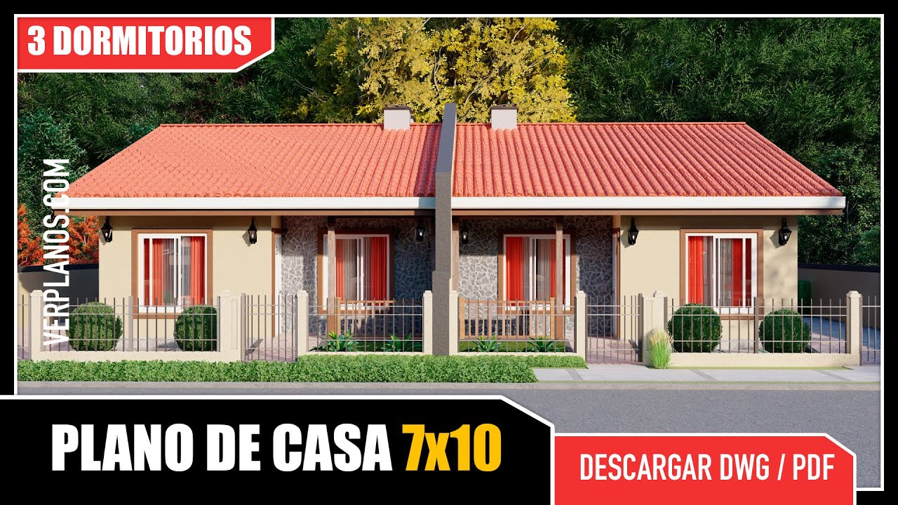 🟢 Planos de casa PEQUE&Ntilde;A #3 Dormitorios #2 Ba&ntilde;os ℹ️ Duplex