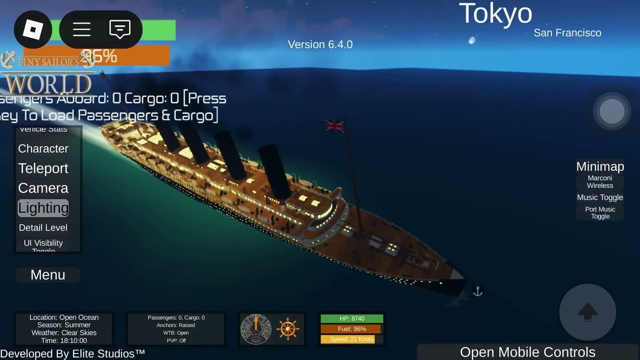 Sinking the lusitania in roblox tiny saliors world