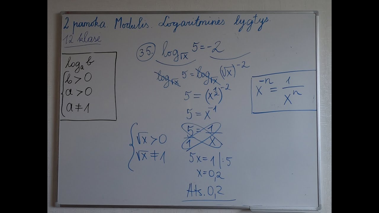 12 klasė. 2 Pamoka.  Modulis  Logaritminės lygtys