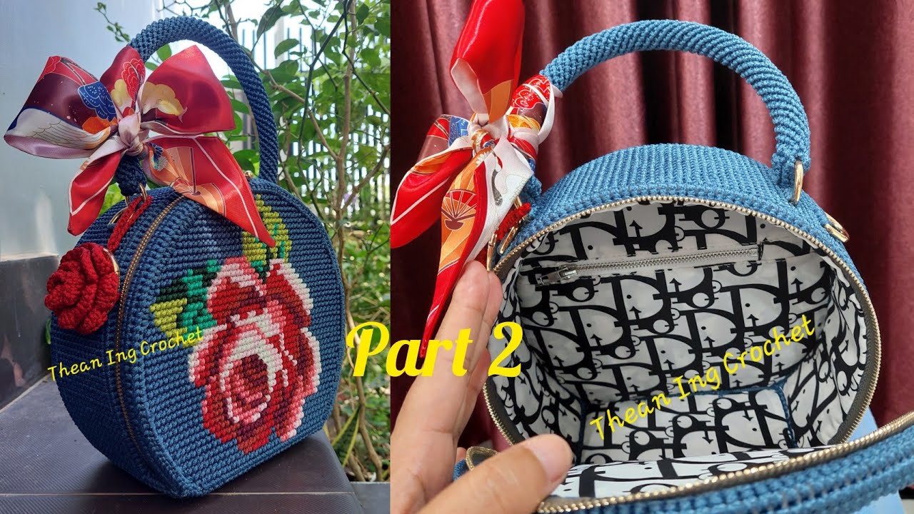 របៀបចាក់កាបូបរូបផ្កាកូលាប/Rose bag handmade part 2