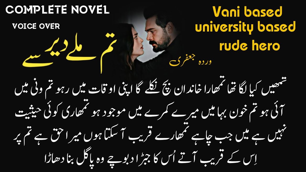 Vani based / university based : Tum mile dair se || Warda | Complete Audio Romantic Novel/rude hero