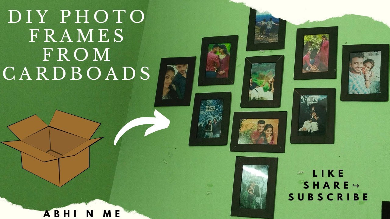 DIY photo frame 🖼️ making from cardboard 📦 | malayalam | photo frame |  Abhi N mE |