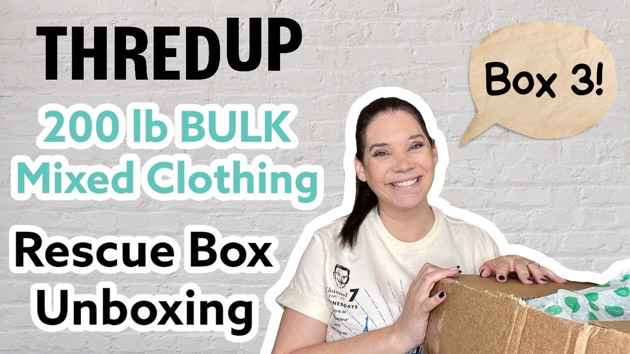THREDUP RESCUE BOX UNBOXING! 200 lb Bulk Mixed Clothing - Box 3 of 4