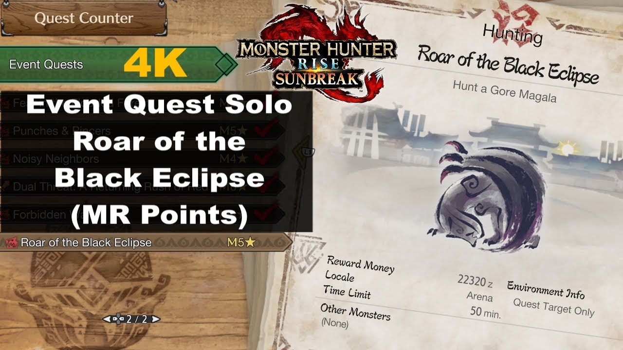 MHR Sunbreak Event Quest Solo - Roar of the Black Eclipse (MR Points!)