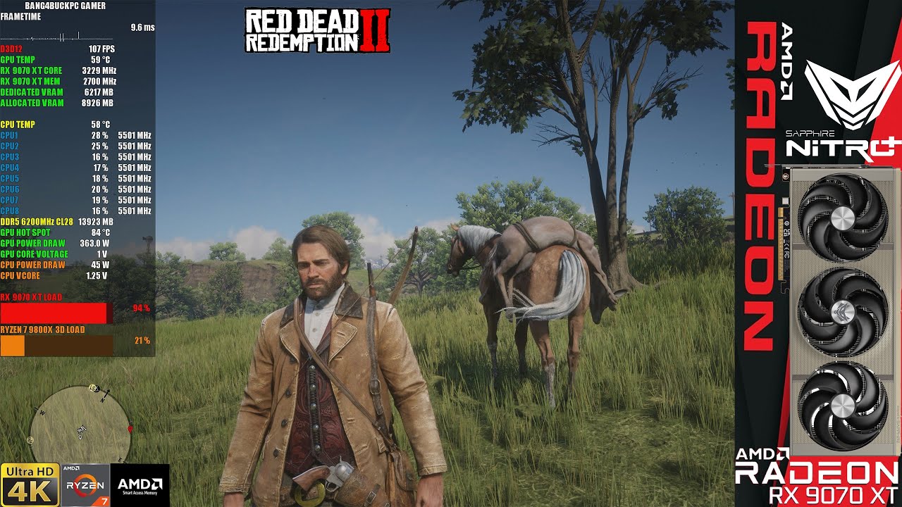 RX 9070 XT - Red Dead Redemption 2 Max Settings FSR 4K