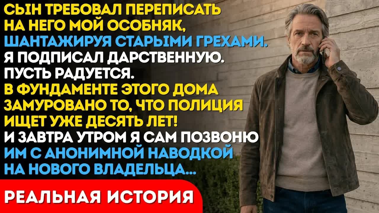Сын шантажировал меня и отобрал дом. Он не знал, что я замуровал в фундаменте