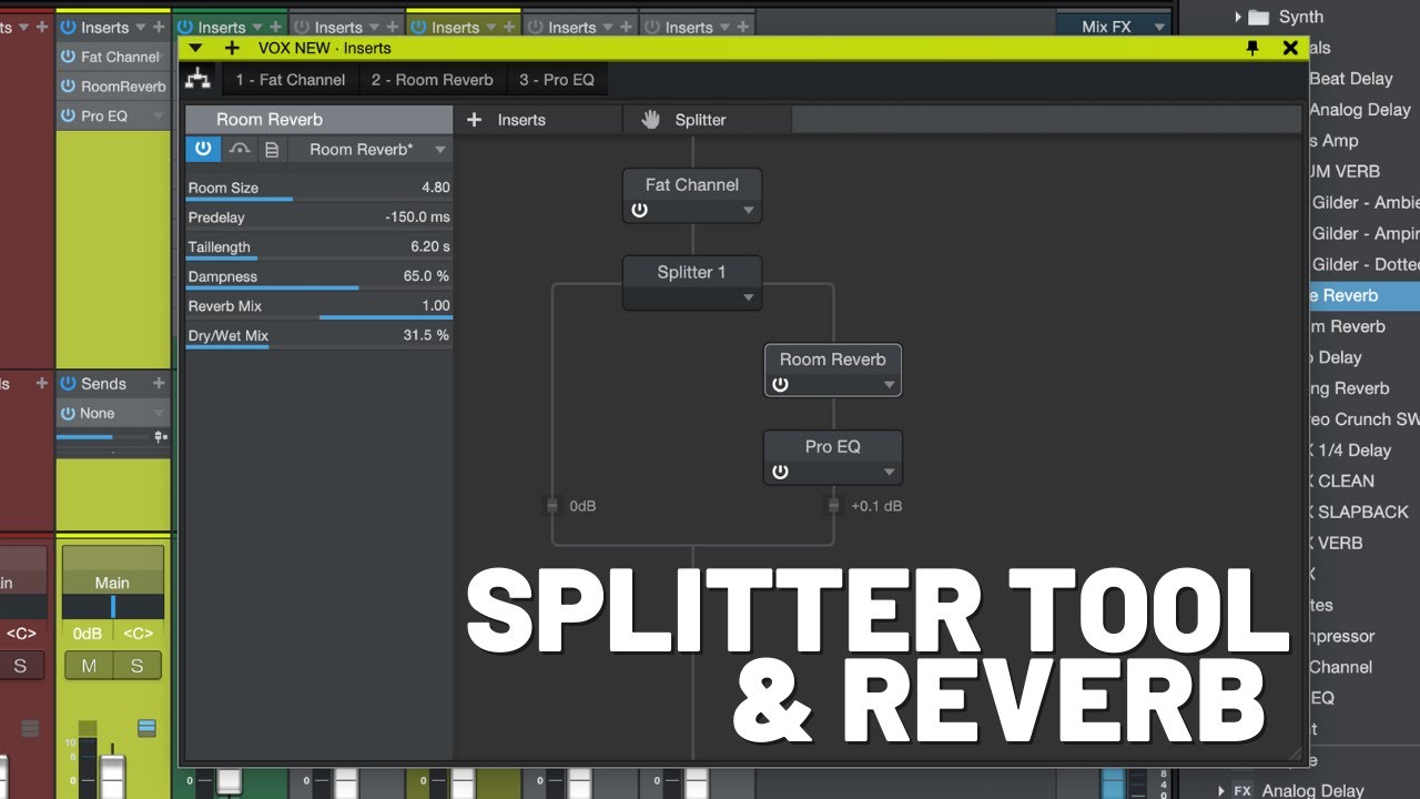 Splitter Tool and Reverb in #StudioOne