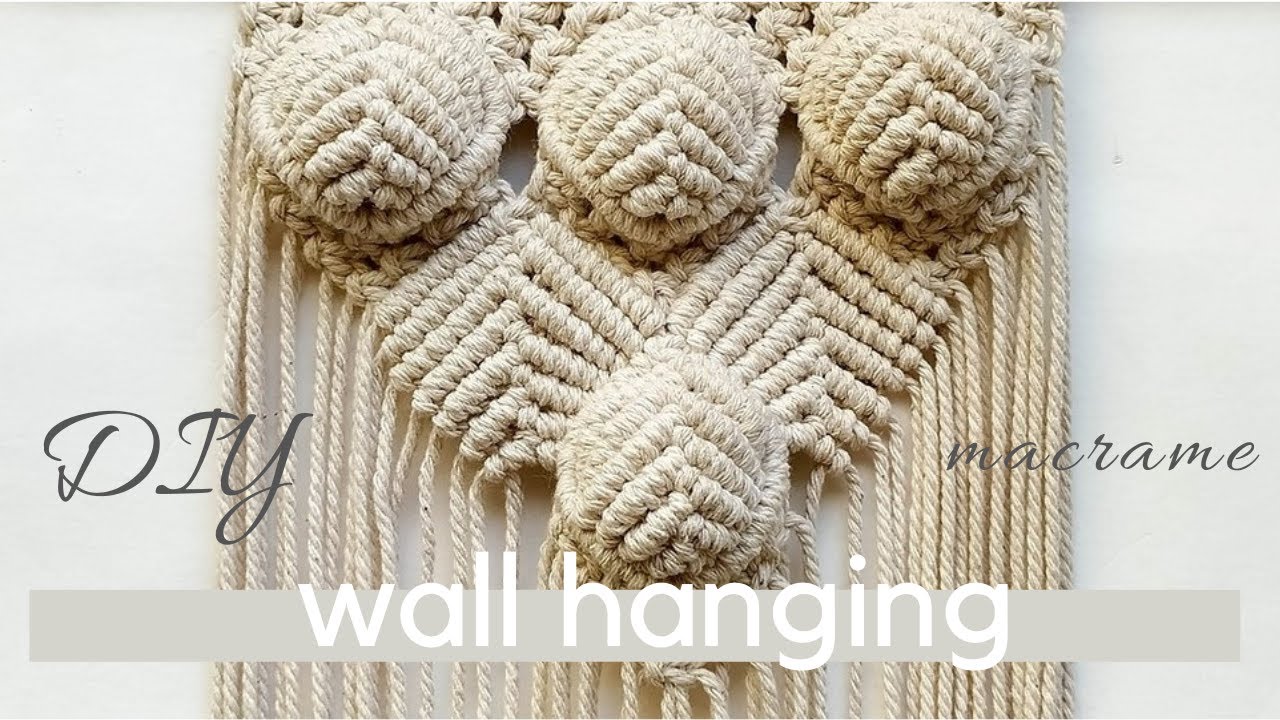 DIY Macrame wall hanging tutorial, old school classic pattern, intermediate level, step by step