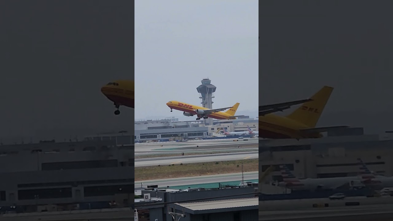 DHL 767 Takeoff from LAX Airport Planespotting