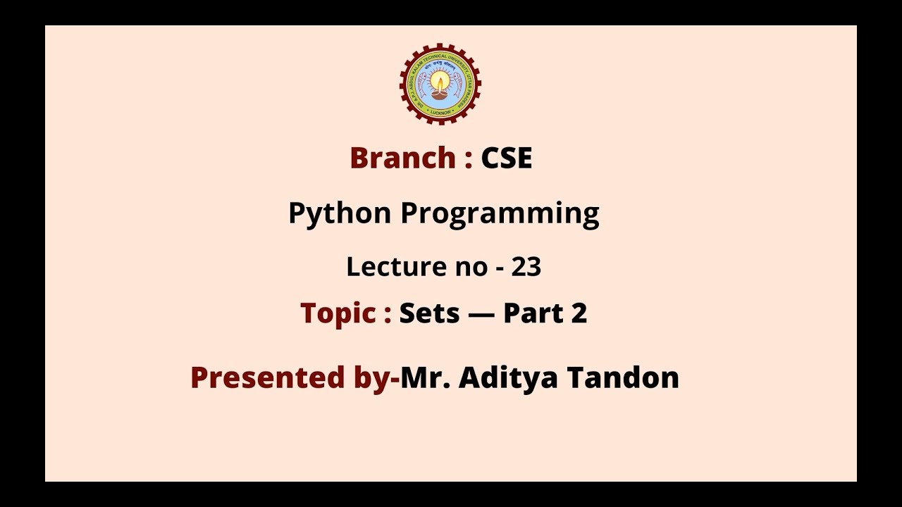 Python Programming | Sets Part-2 | AKTU Digital Education