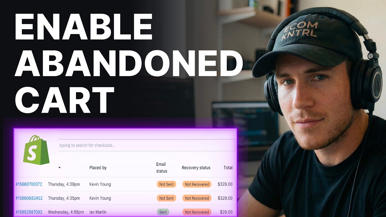 How To Enable Abandoned Cart Recovery On Shopify (2026) | Checkout Settings