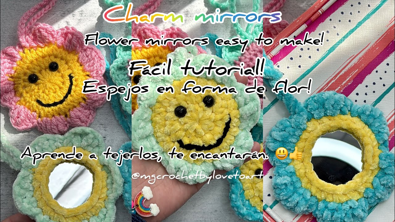 😍Tutorial de espejos de Flor! 🌺  Aprende a tejerlos. Son muy rápidos y son muy fáciles de tejer.