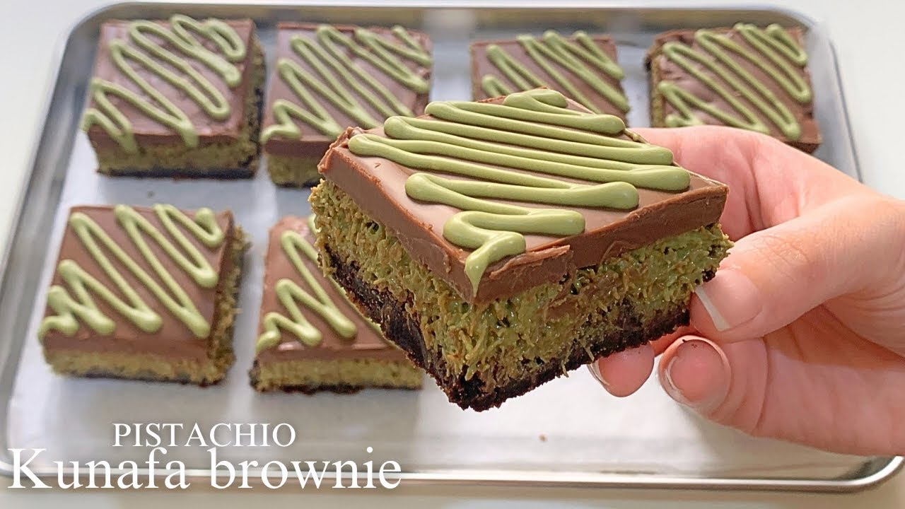 براوني شوكولاتة دبي (جدااا لذيذة) Dubai chocolate brownie (VERY GOOD) 