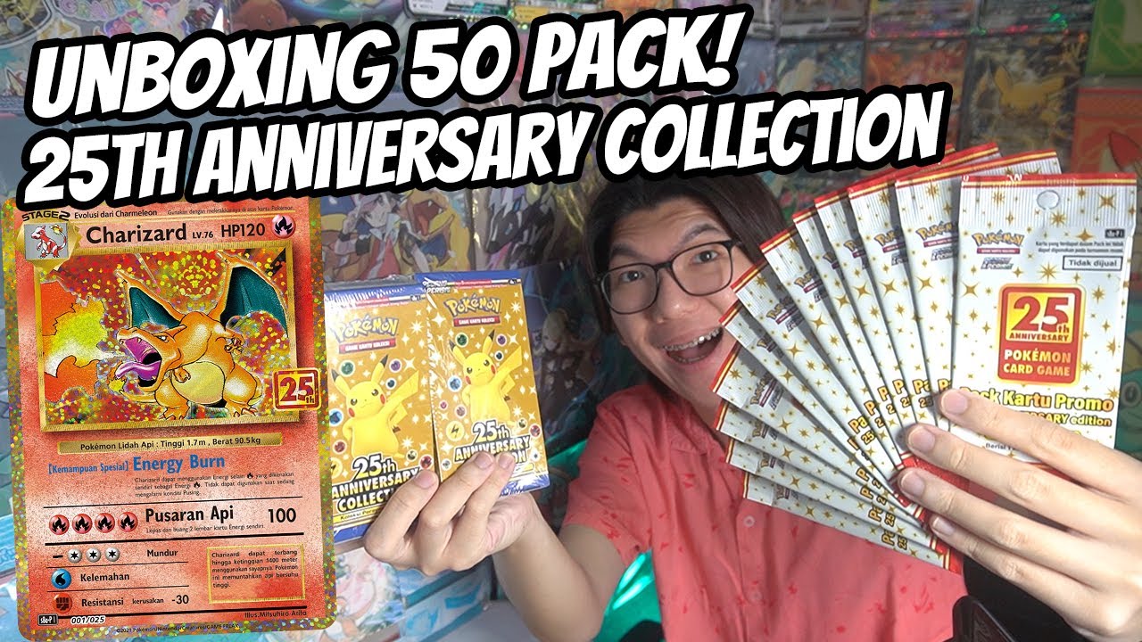 AKU HOKI SEKALI!! Unboxing 50 Pack 25th Anniversary Collection Pokemon Indonesia