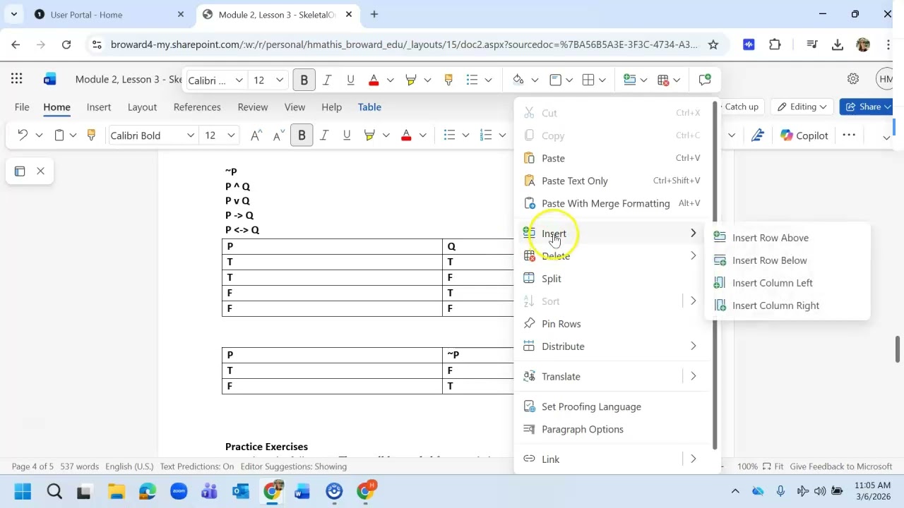Truth Table Practice