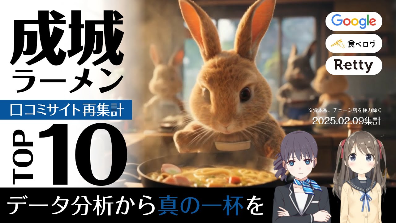 ウサ耳ランキング・ラーメン＠成城学園前TOP10｜隠れた名店ラーメン探訪【2025年新春】