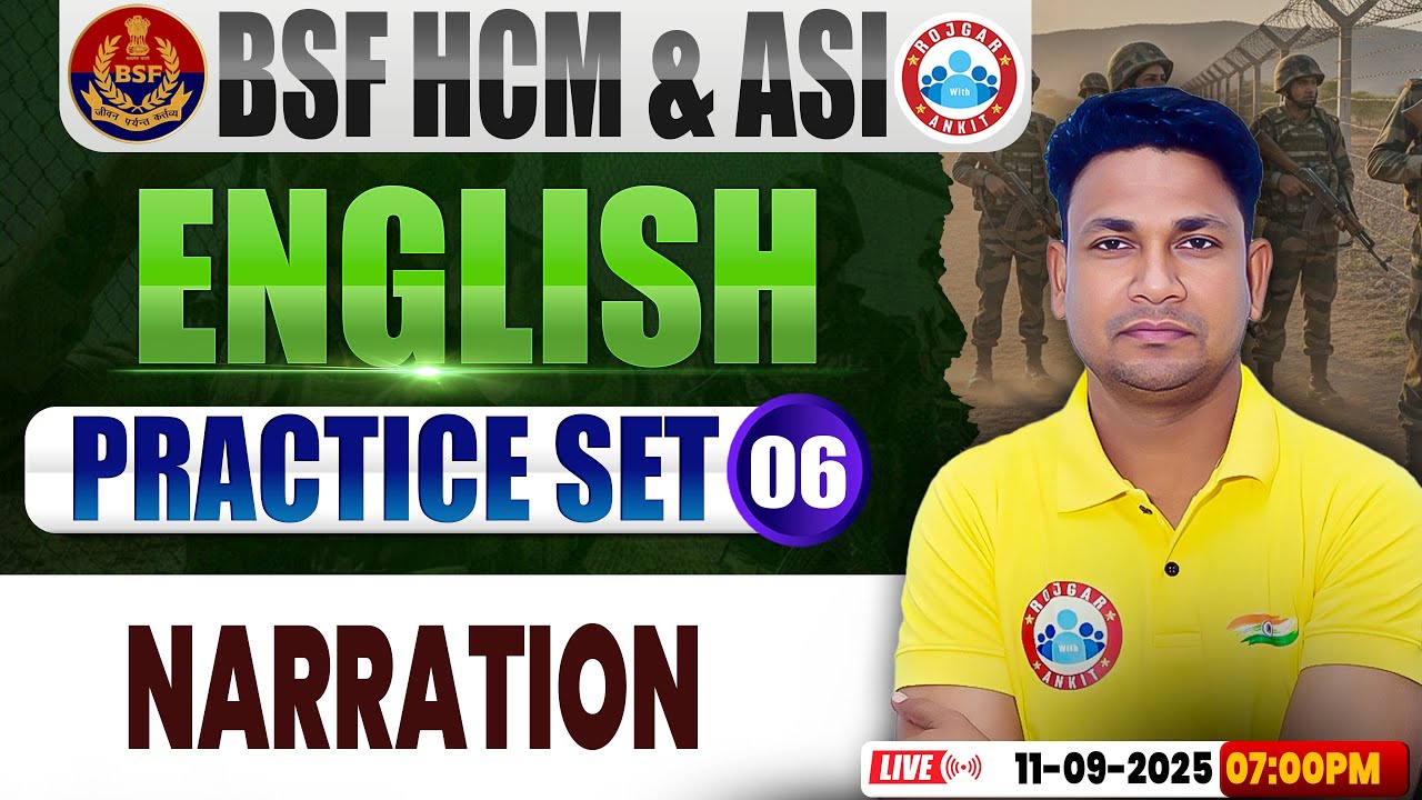 BSF HCM English Class | BSF English Practice Set #06 | Narration, BSF HCM & ASI English By Rinku Sir