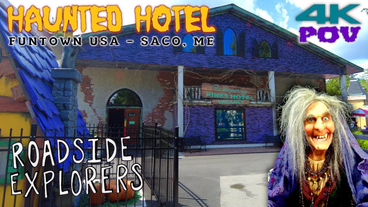 HAUNTED HOTEL 4K 60fps On-ride POV | Front & Back Seats | Sally Dark Ride | Funtown USA Saco, ME