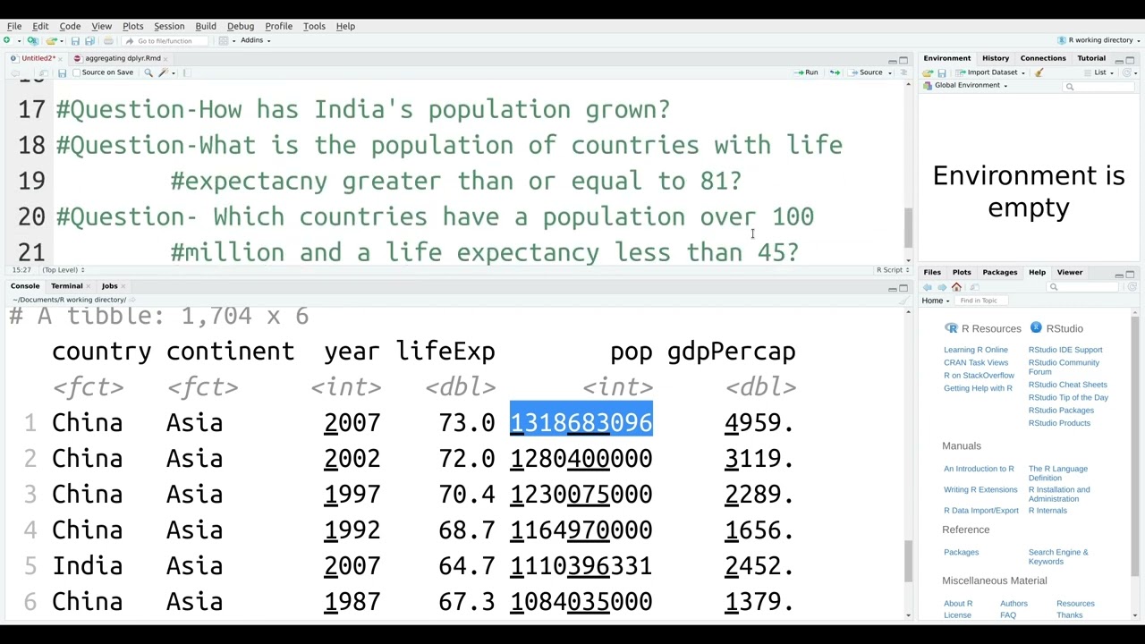 Transforming Data with dplyR