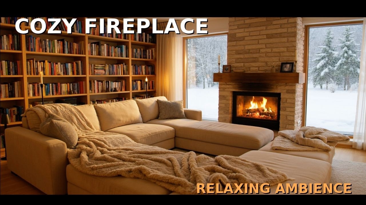 Cozy Fireplace Ambience 🔥 Snowy Winter Night | Relaxing Fire Sounds