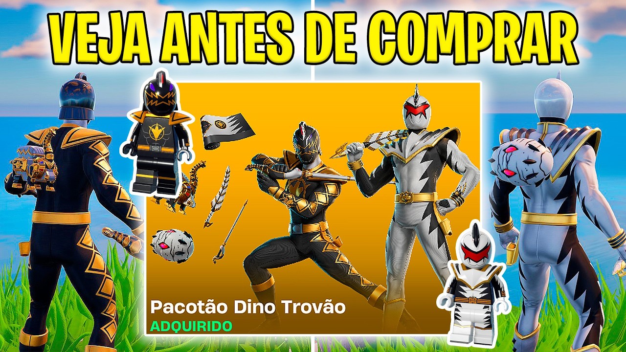 VEJA ANTES DE COMPRAR PACOTÃO DINO TROVÃO (SKIN RANGER DINO PRETO, RANGER DINO BRANCO) Power Rangers