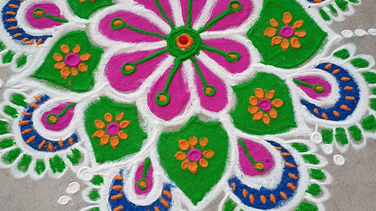 new flower design 😍 easy&simple rangoli design#art #viral #vedios #trendingvideo #muggulu #trending 