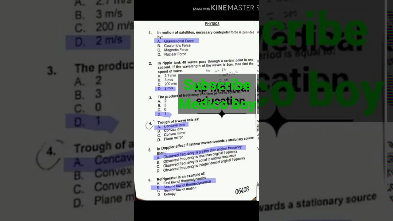 NUMS MDCAT 2020 Physics and chemistry with answer key