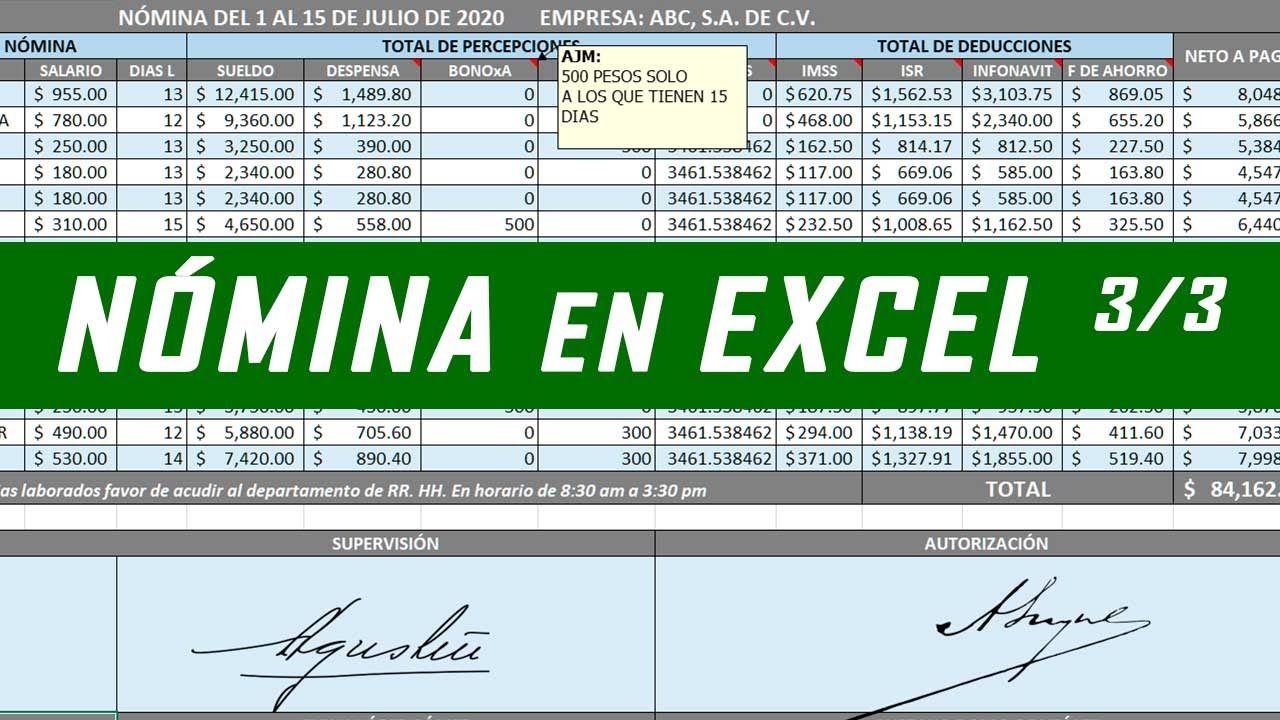 ✅ Nómina COMPLETA en Excel | Percepciones | Deducciones | Fórmulas | Cálculo de ISR | VIDEO 3/3 🆗