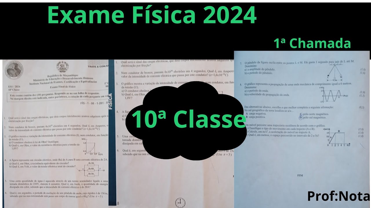 Exame de Física 10ª Classe 2024