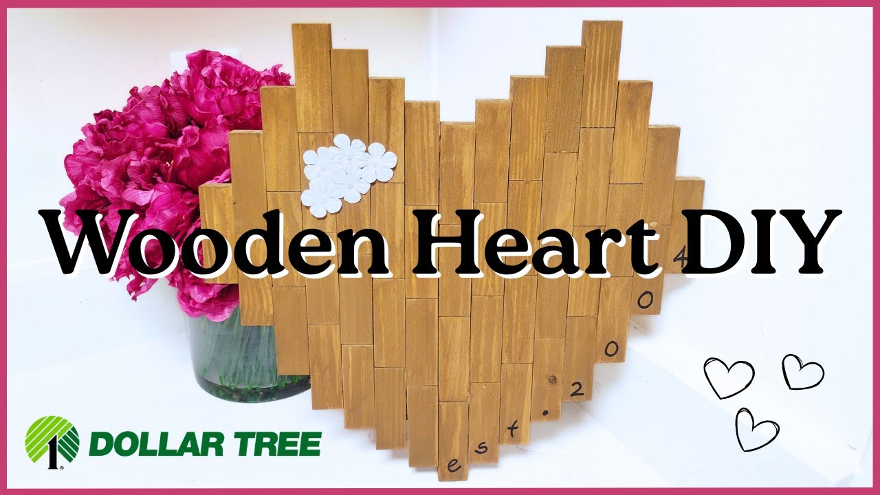Wooden Heart DIY❤️DOLLAR TREE DIY❤️Anniversary Wedding Valentine's Day Gift Idea❤️Home Decor ASMR