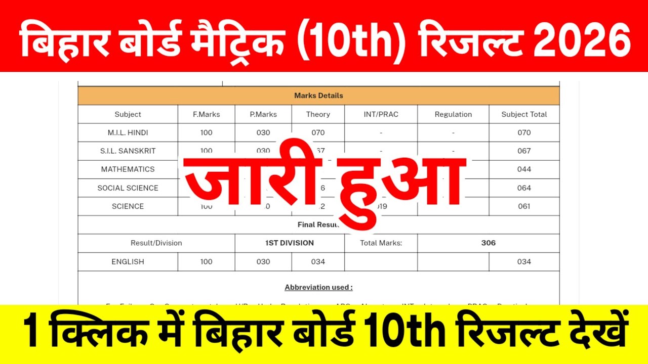 Bihar Board 10th Result 2026 | Bihar Board Matric Result | Bihar Board Matric Ka Result Kaise Dekhe 