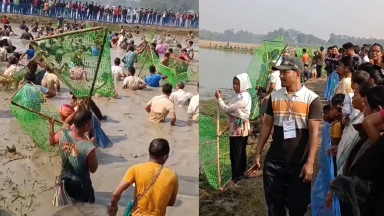 Fishing compition. জাকৈ মাৰা প্ৰতিযোগিতা খেলা, ৰোখাপাৰা গোৱালপাৰা অসম 
