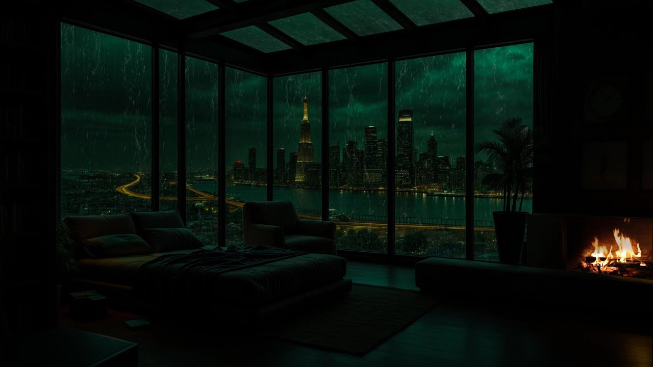 Peaceful Night with Rain & Fireplace (No Ads) 😴🔥 Deep Sleep Sounds to Relax Mind & Stop Overthinking