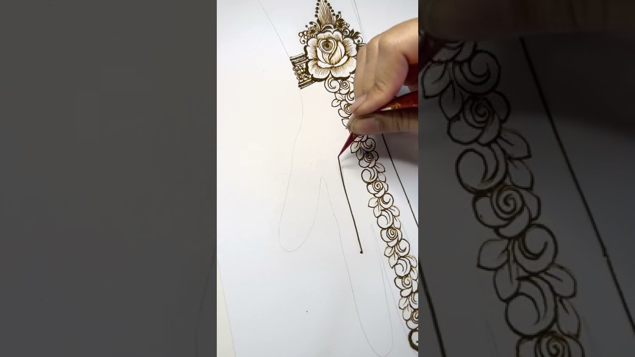 Straight henna design / vertical henna design / Floral henna / latest mehndi design