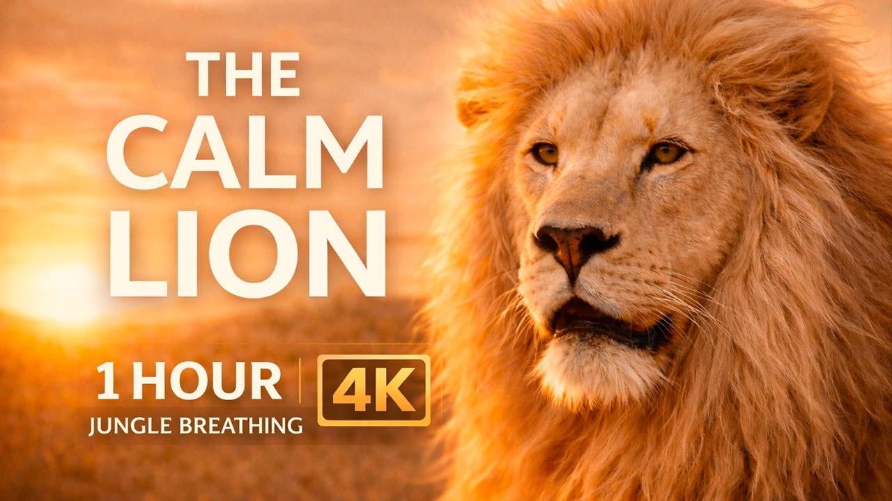 The Calm Lion | 1 Hour Jungle Breathing in 4K / Calm Wildlife