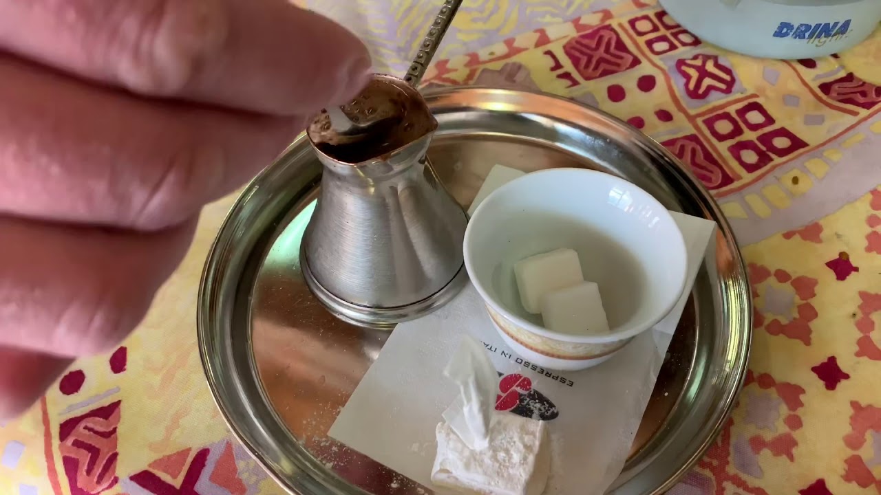 Bosnian Coffee with Sweet Candy this time. - Mostar Bosnia - ECTV