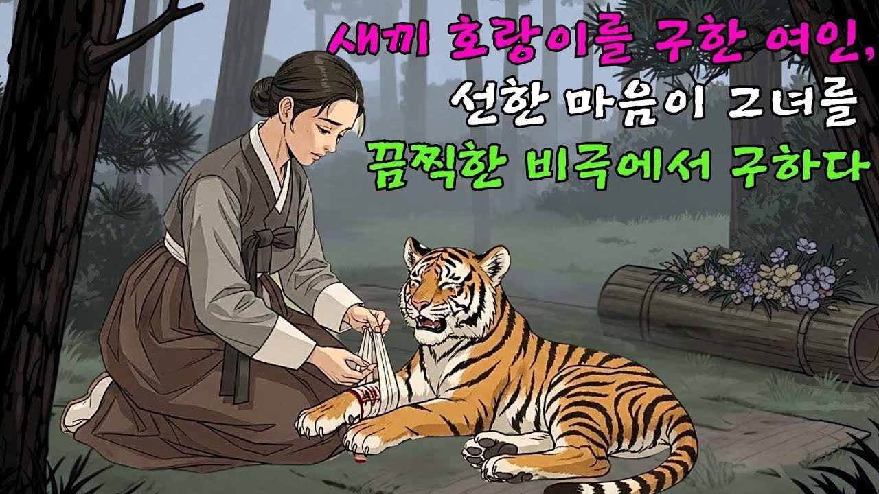 새끼 호랑이를 구해준 여자, 위기의 순간 어미 호랑이가 나타난 정의로운 구원 | 야담 | 옛날이야기 | 민담 | 전설 | 설화