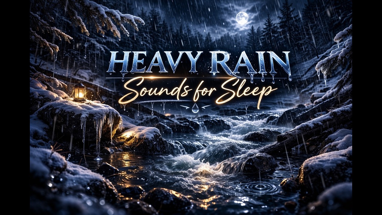 Heavy Rain Sounds ❄️ Winter Rain Ambience for Sleep, Study & Relaxation (1 Hour)