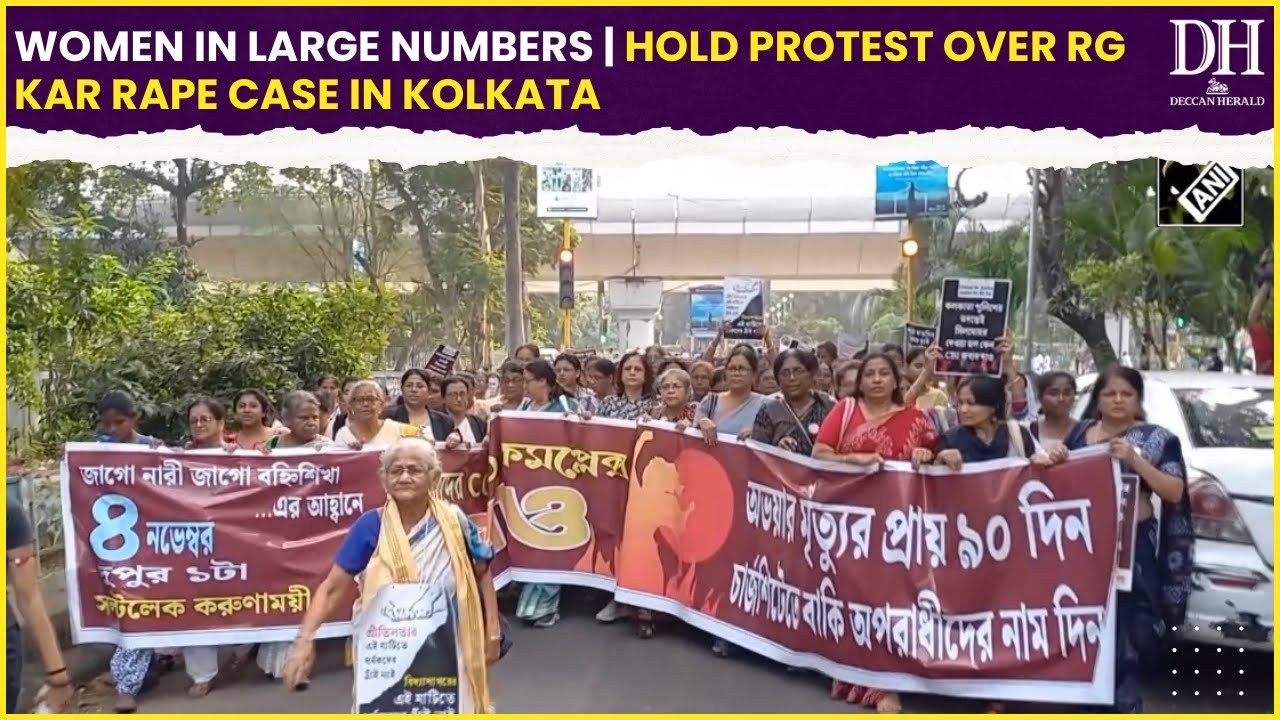 Women in large numbers hold protest over RG Kar Rape case in Kolkata