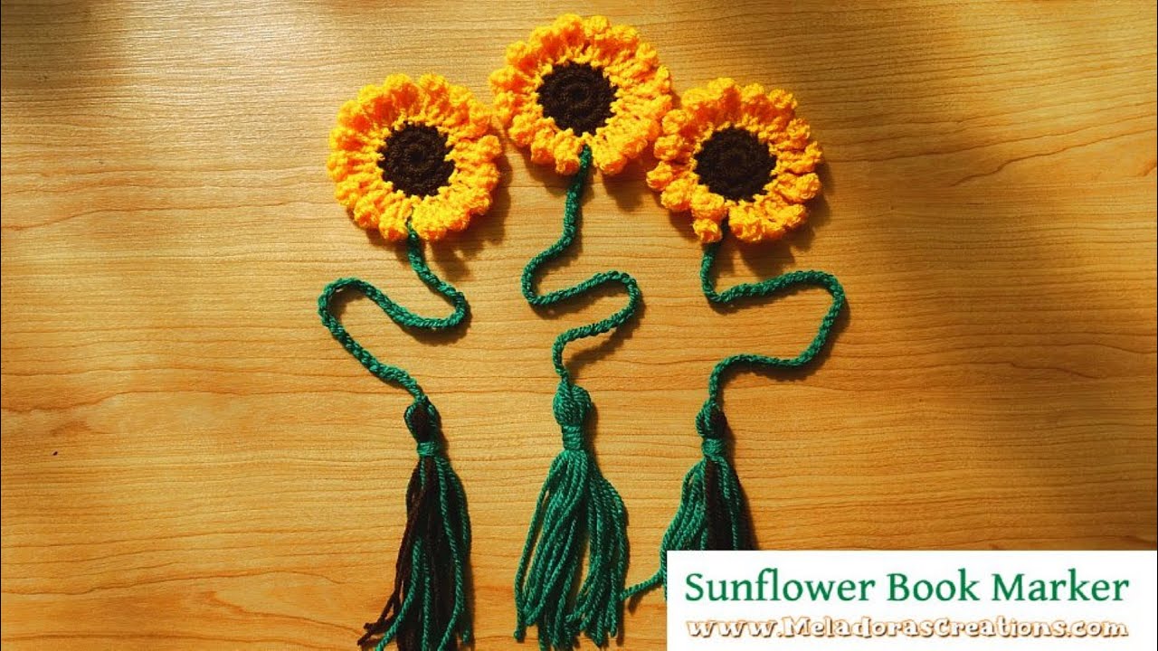 ПРОСТАЯ закладка для книг «Подсолнух» крючком 🌻🌻 Учебник - #crochetsunflower #crochetbookmarker