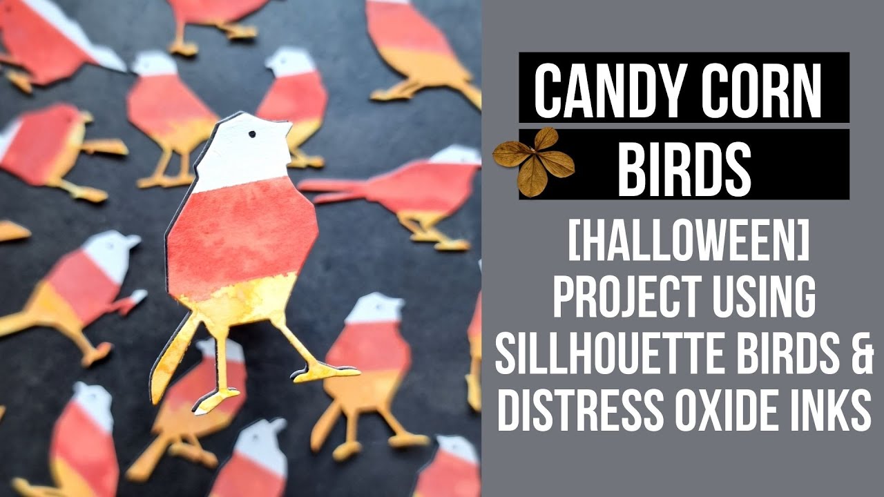 CANDY CORN BIRDS! Fun & easy [Halloween] project using sillhouette birds & distress oxide inks