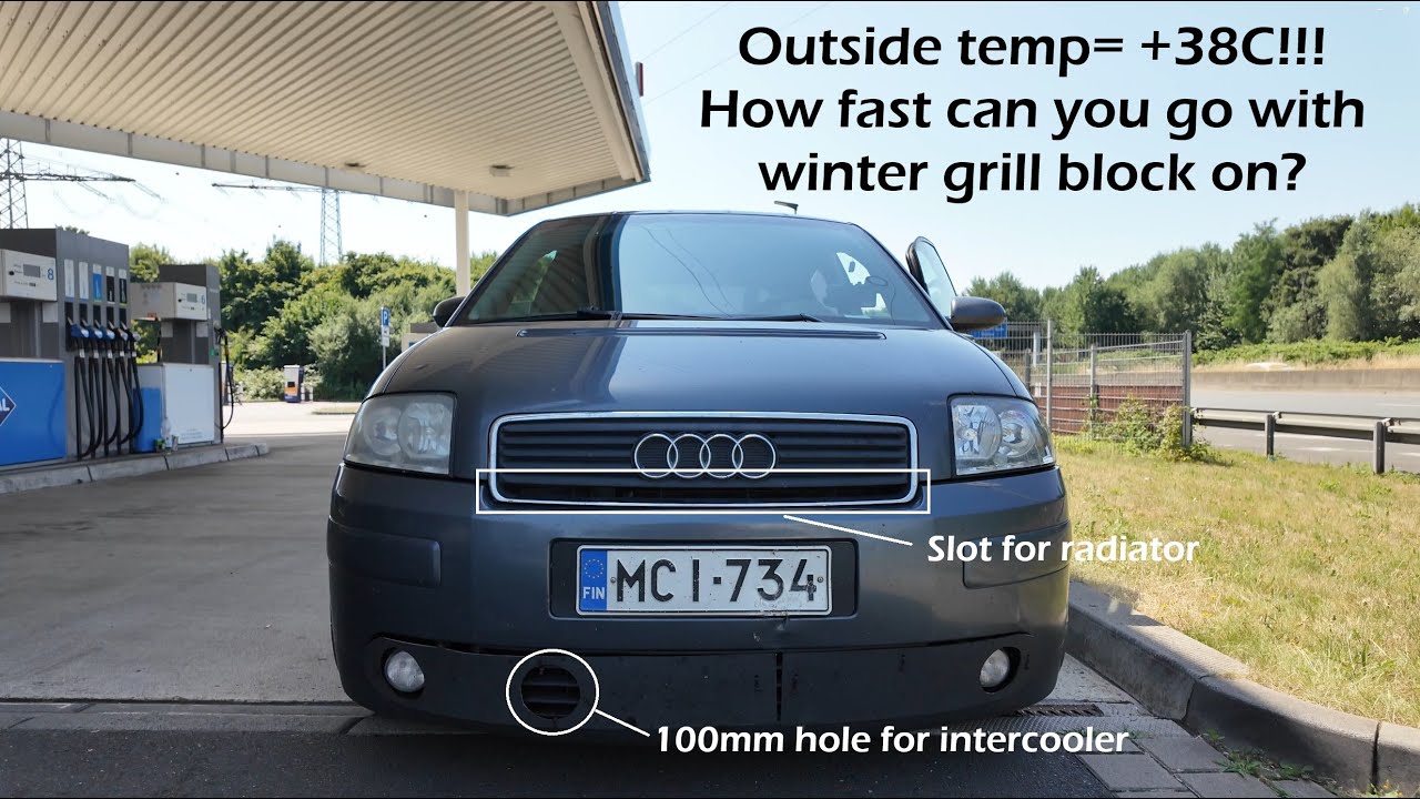 Audi A2 1 4TDI winter grill block test at +38c outside temps how fast can you drive?