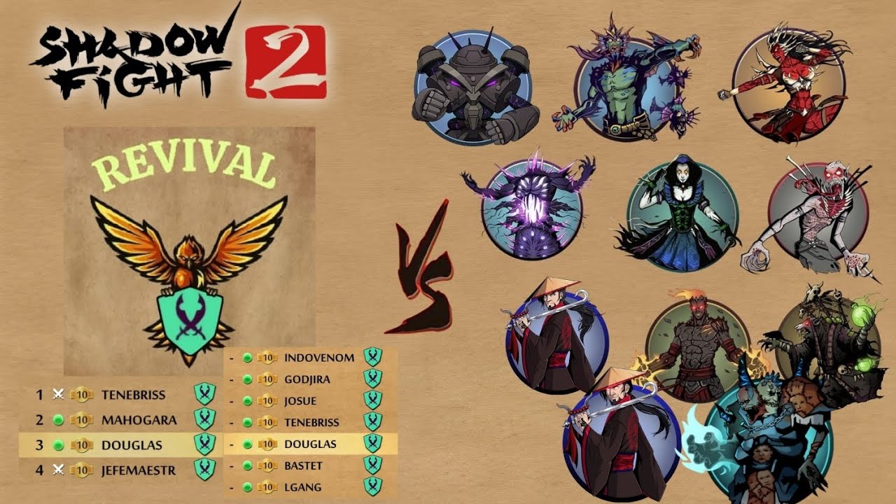 Clan Revival vs Strong Bosses of all Underworld levels 1 - 4 / Shadow Fight 2
