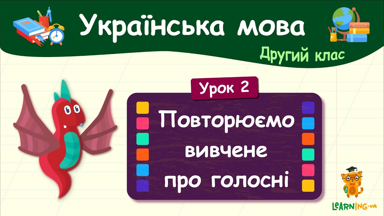 Повторюємо вивчене про голосні. Урок 2. Українська мова. 2 клас
