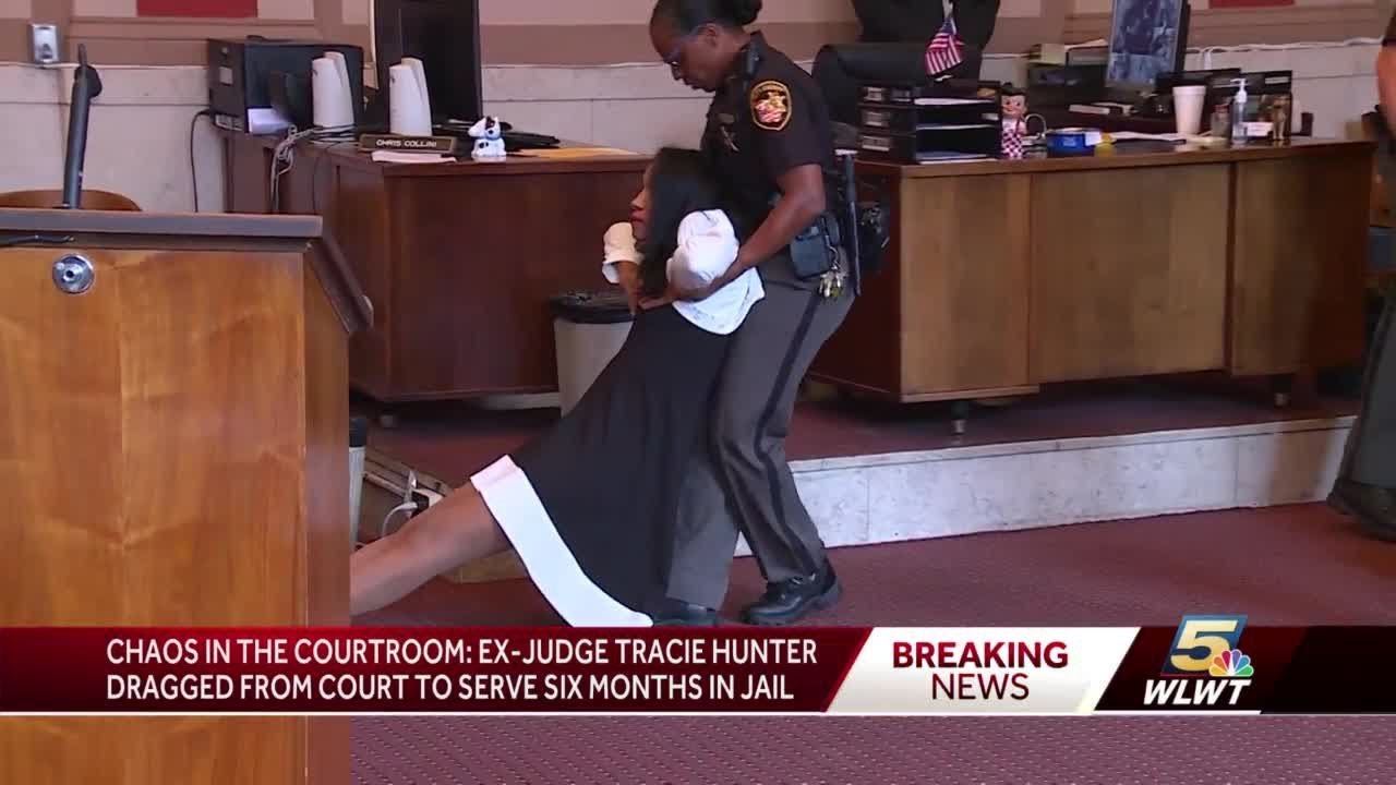 Ex-judge Tracie Hunter dragged from court to serve six months in jail