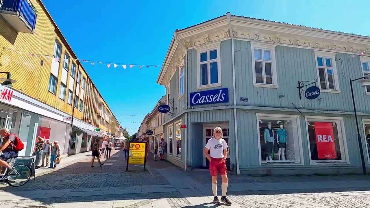 Sweden Alingsås walk around the center on a summer day 4k